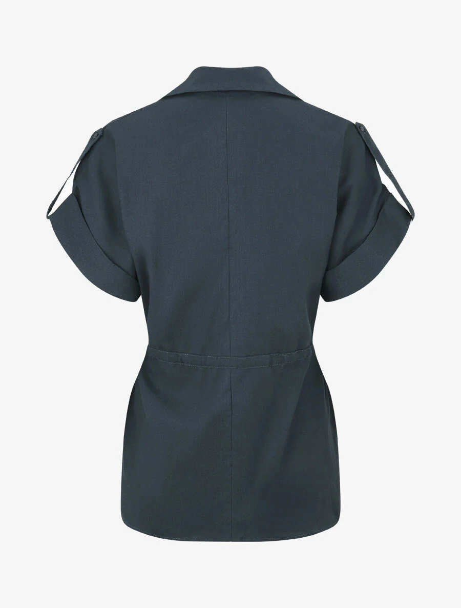 Effen overhemd en broek met linnen effect - Blauw petrol - Image 4