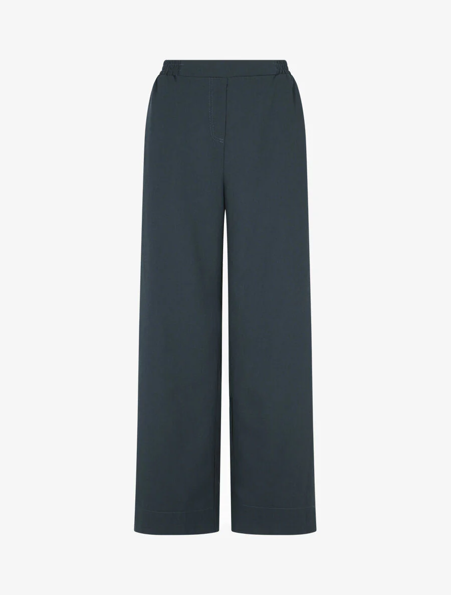 Effen overhemd en broek met linnen effect - Blauw petrol - Image 5