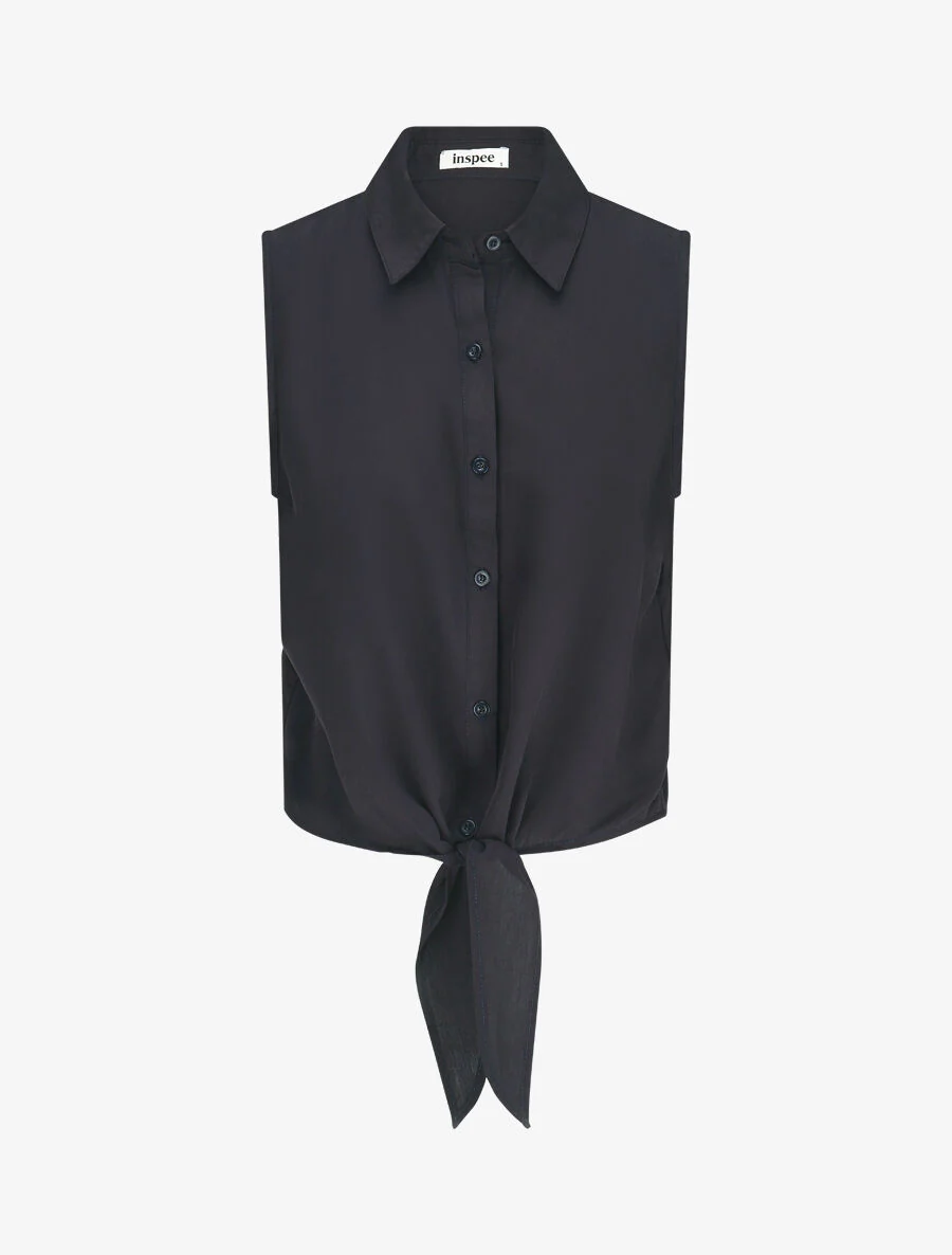 Effen overhemd met knoopsluiting - Marineblauw