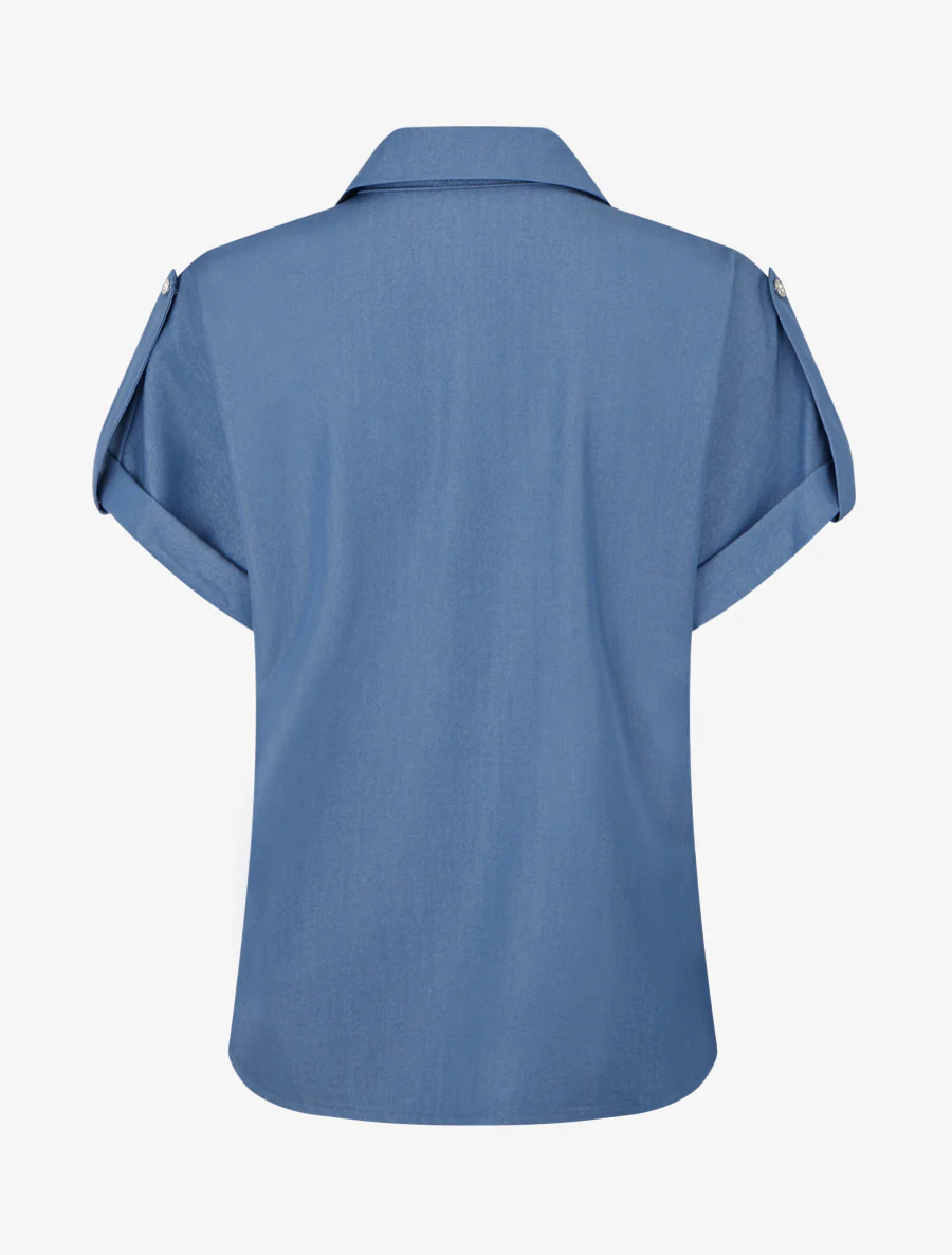 Effen overhemd met zakken - Donkerblauw - Image 2