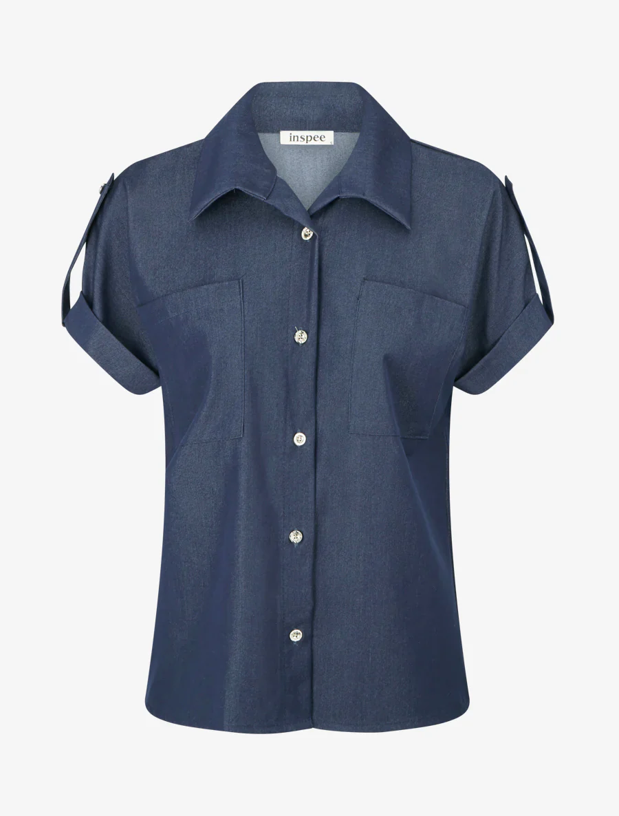 Effen overhemd met zakken - Ongerept blauw