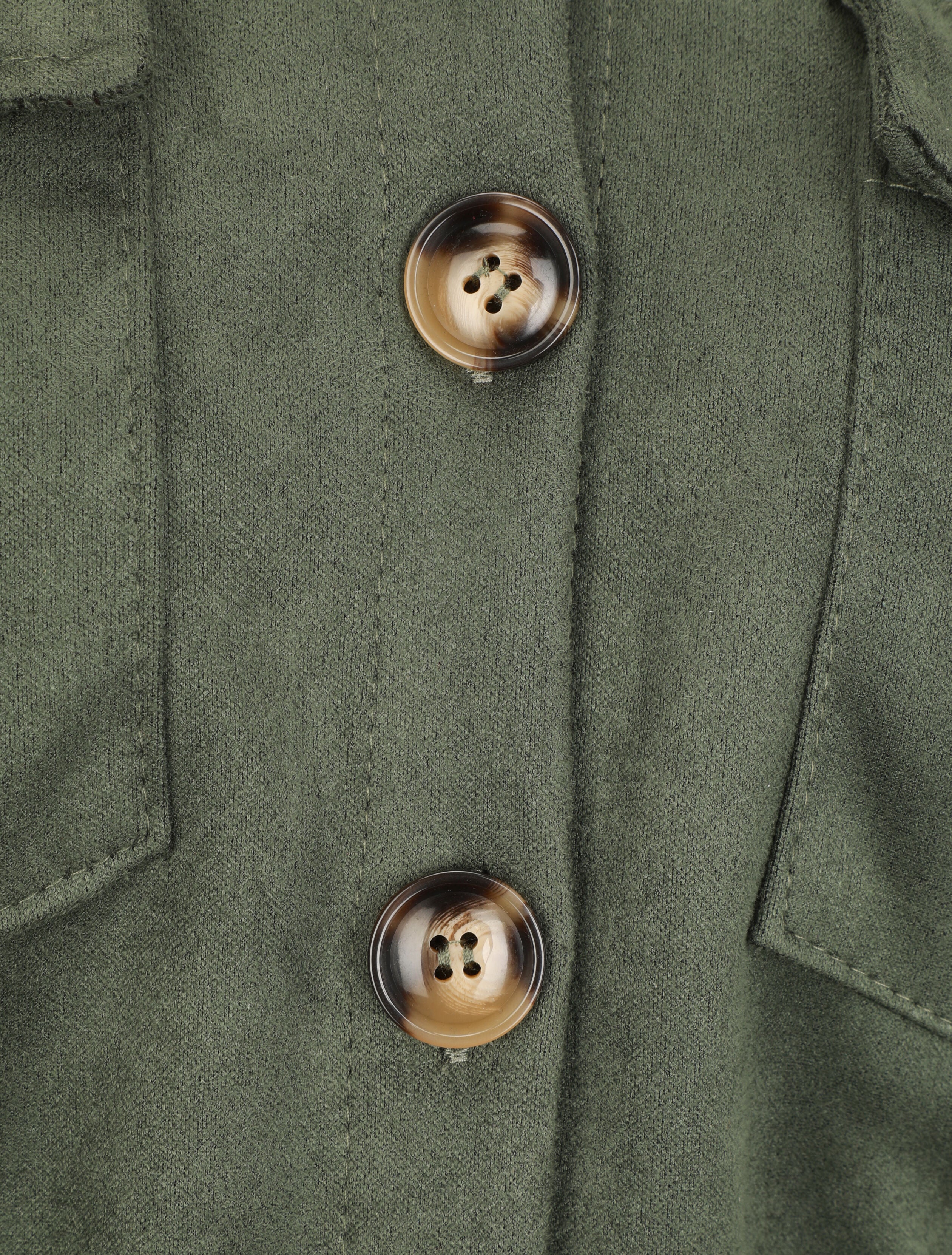 Effen overshirt van kunstsuède - Khaki - Image 3
