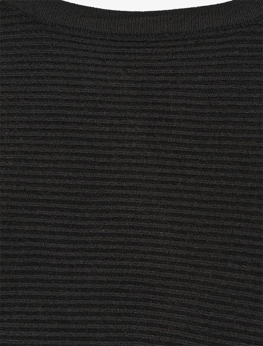 Effen oversized geribde trui - zwart - Image 3