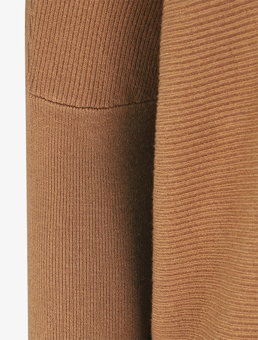 Effen oversized geribde trui - Kameel - Image 3