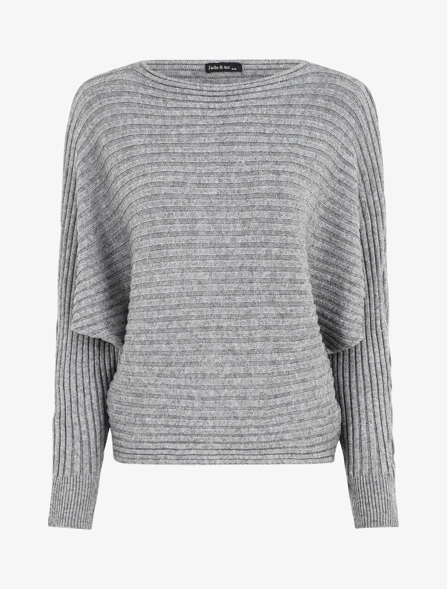 Effen oversized trui met vleermuismouwen - Grijs