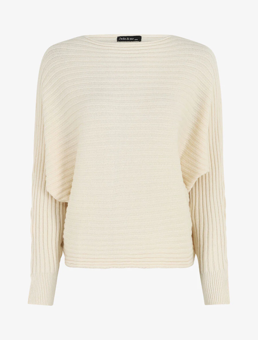 Effen oversized trui met vleermuismouwen - Ecru