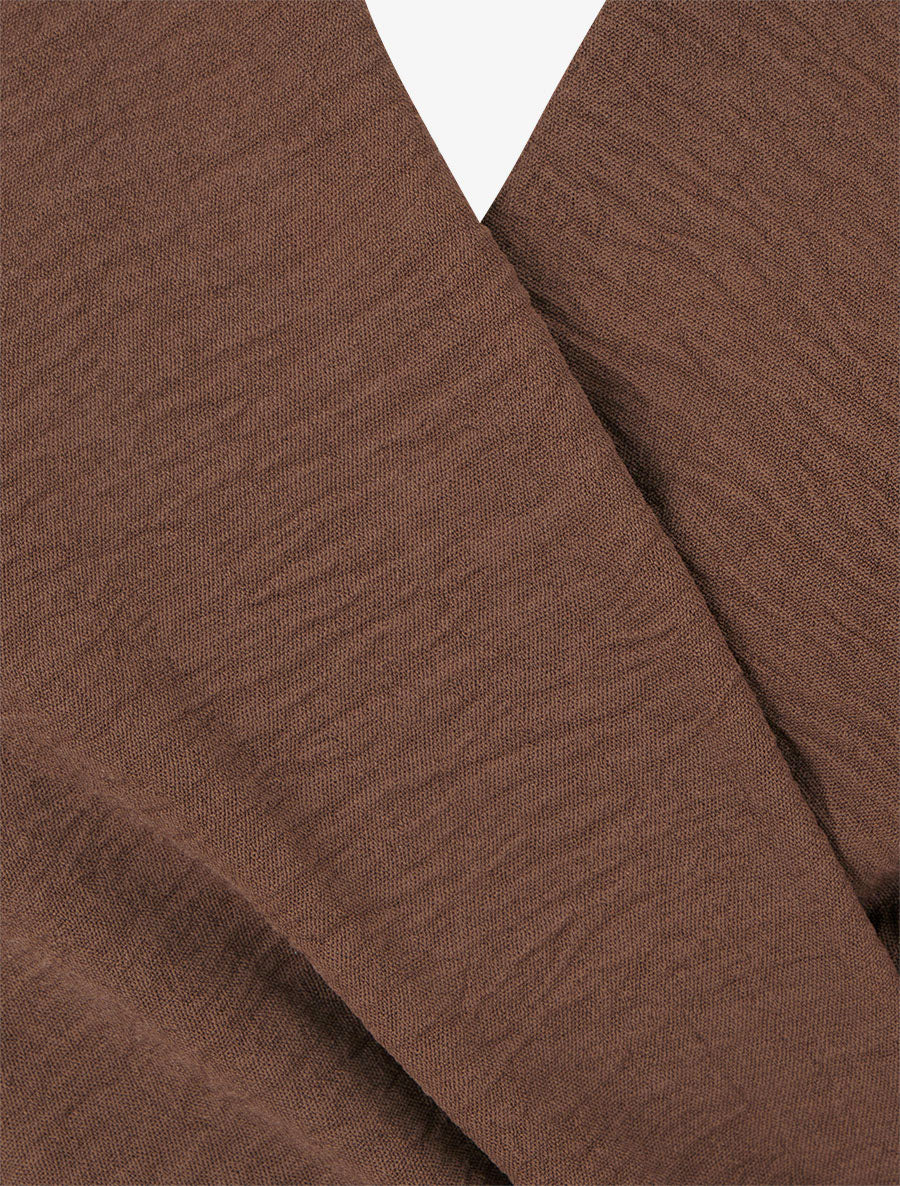 Effen overslagblouse met cache-coeur kraag. - Bruin - Image 3