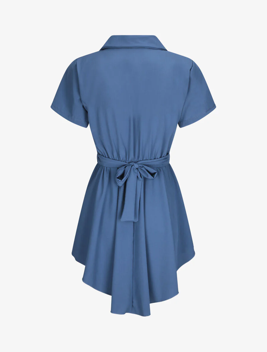 Effen schaatstuniek met gouden gesp - Blauw - Image 2