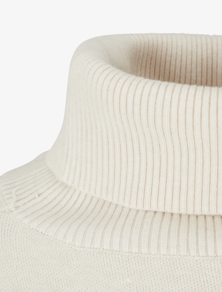 Effen poncho met coltrui - Ecru - Image 3