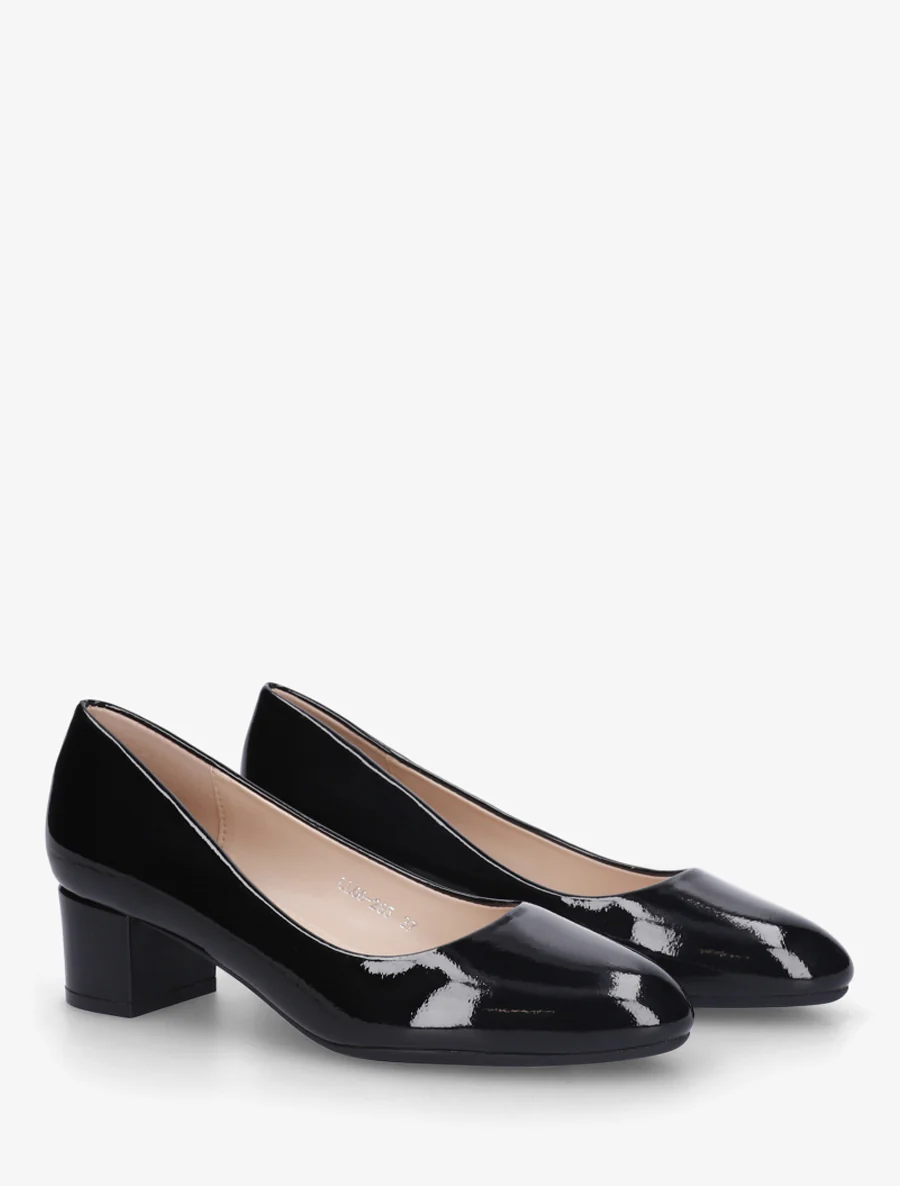 Effen pumps met blokhak - Zwart - Image 4