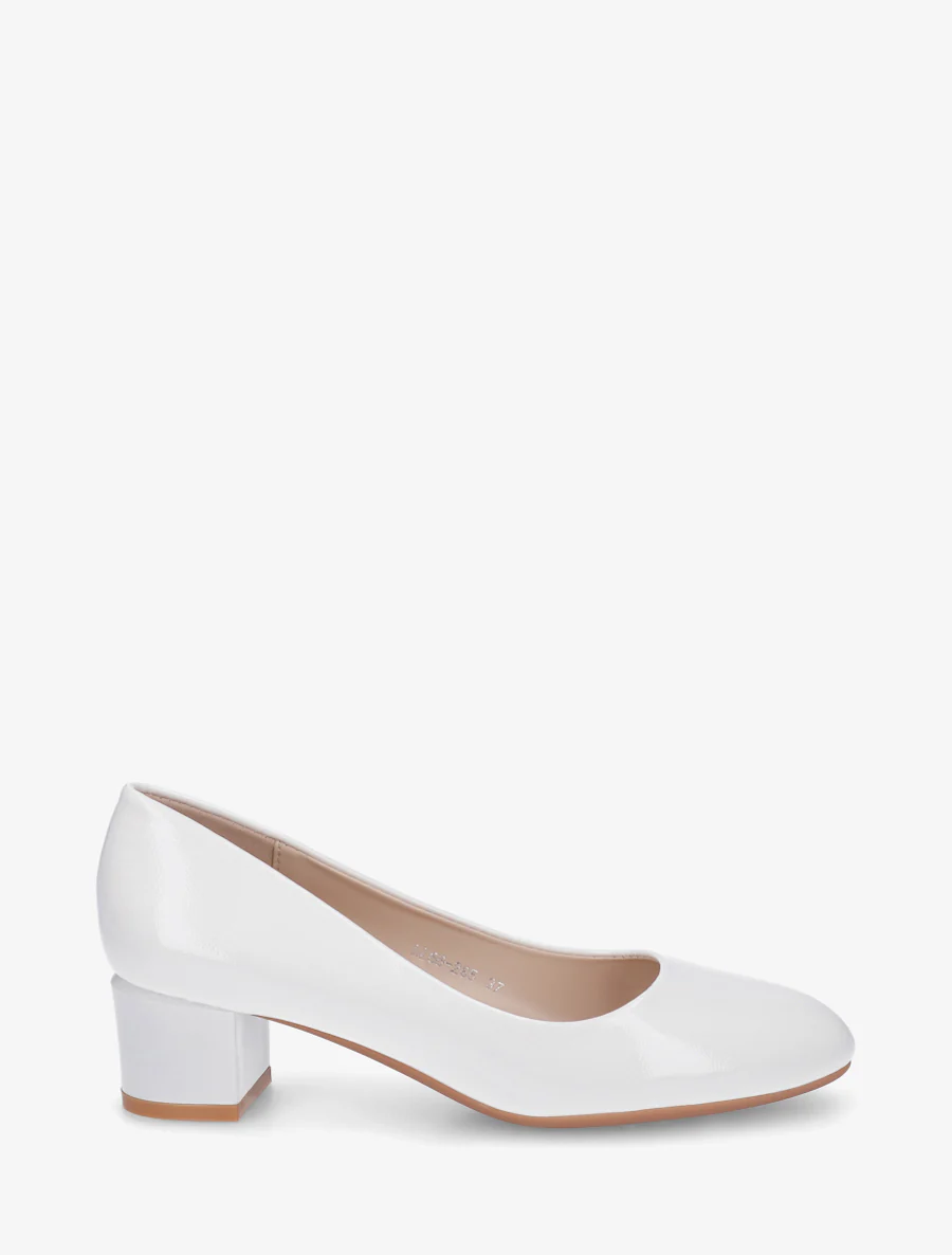 Effen pumps met blokhak - Wit