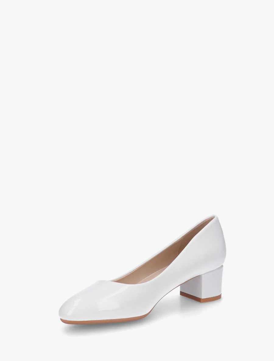 Effen pumps met blokhak - Wit - Image 3