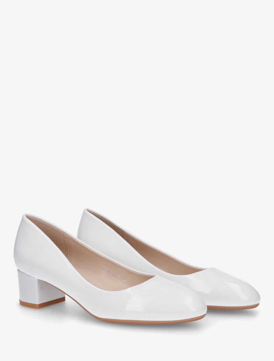 Effen pumps met blokhak - Wit - Image 4