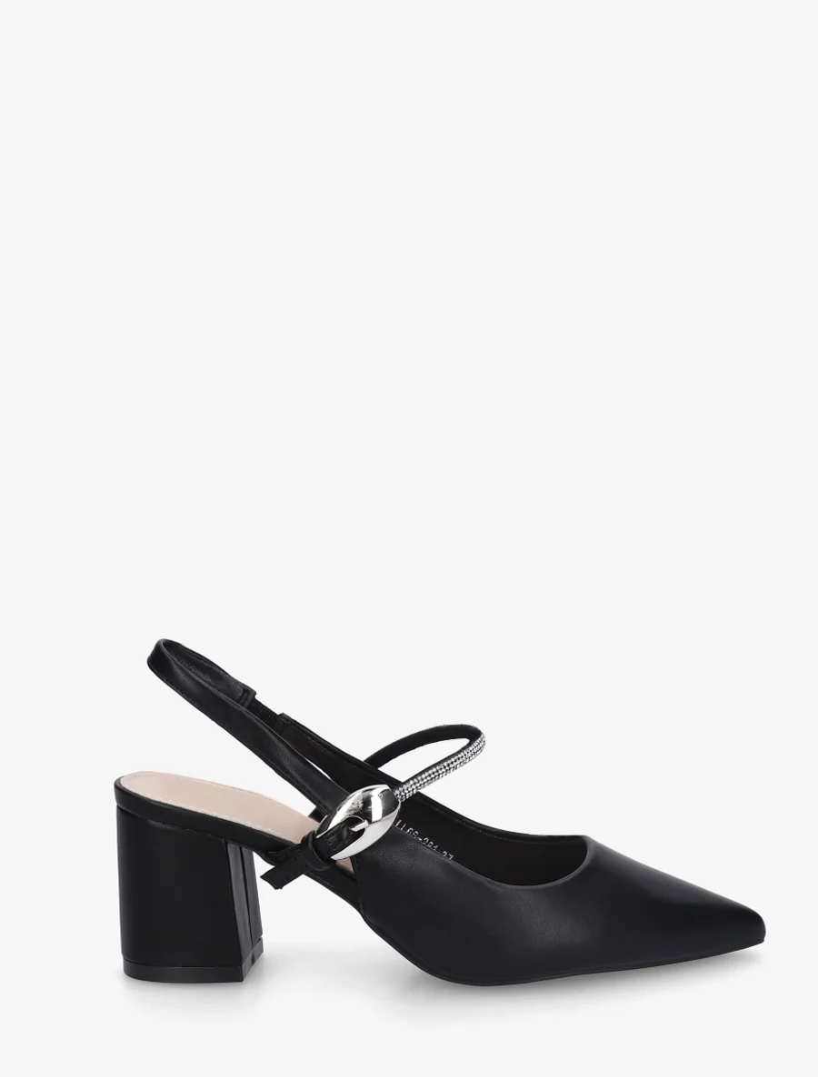 Effen pumps met een bandje met strassteentjes - Zwart
