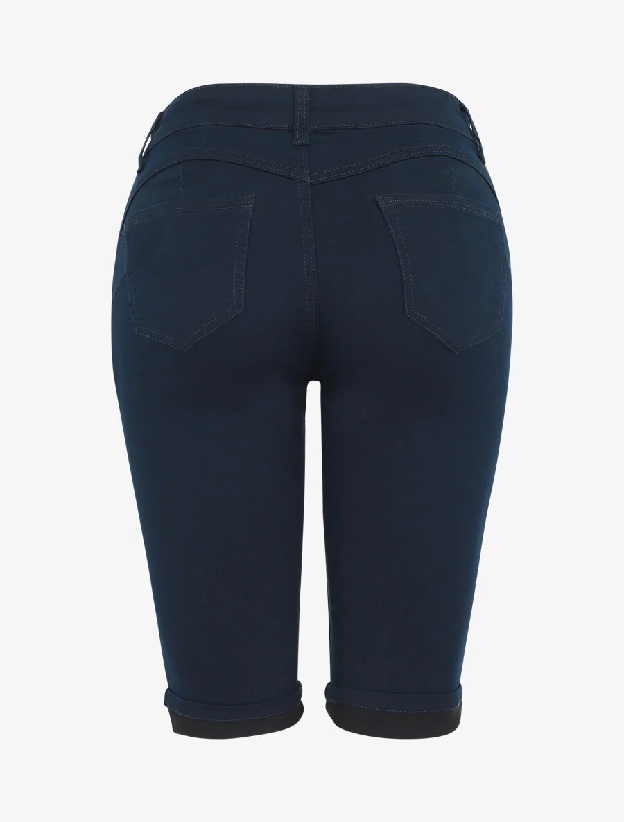 Effen push-up bermuda shorts met zoom - Donkerblauw - Image 2