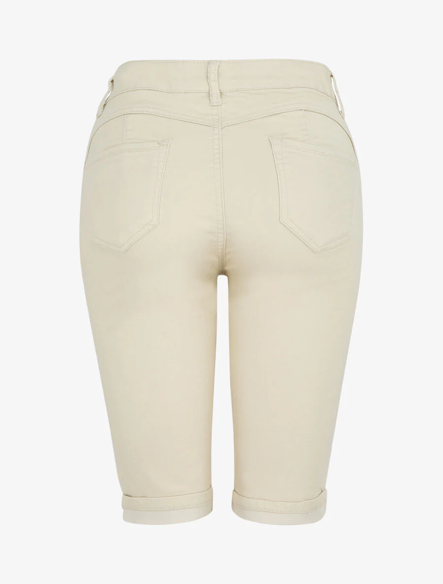 Effen push-up bermuda shorts met zoom - Beige - Image 2