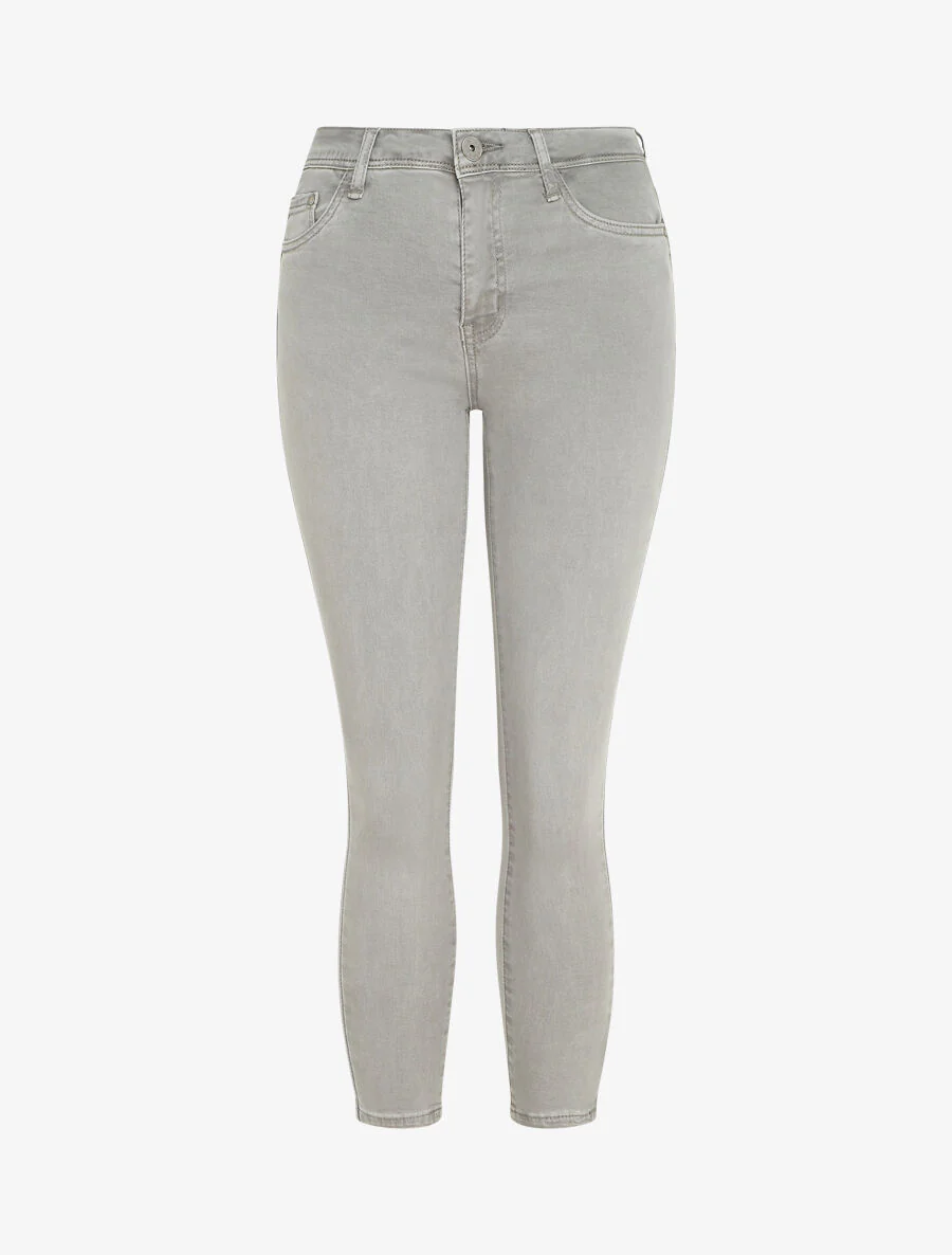 Effen push-up skinny jeans in standaard maat - lichtgrijs