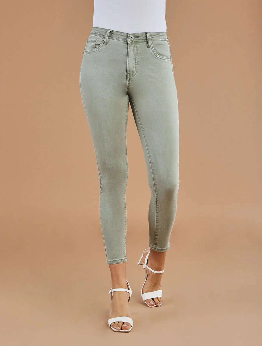 Effen push-up skinny jeans in standaard maat - groen - Image 4