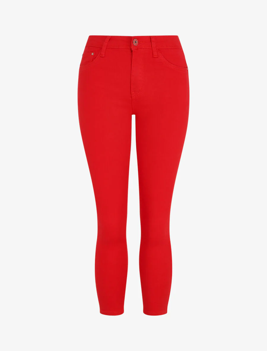 Effen push-up skinny jeans in standaard maat - Rood