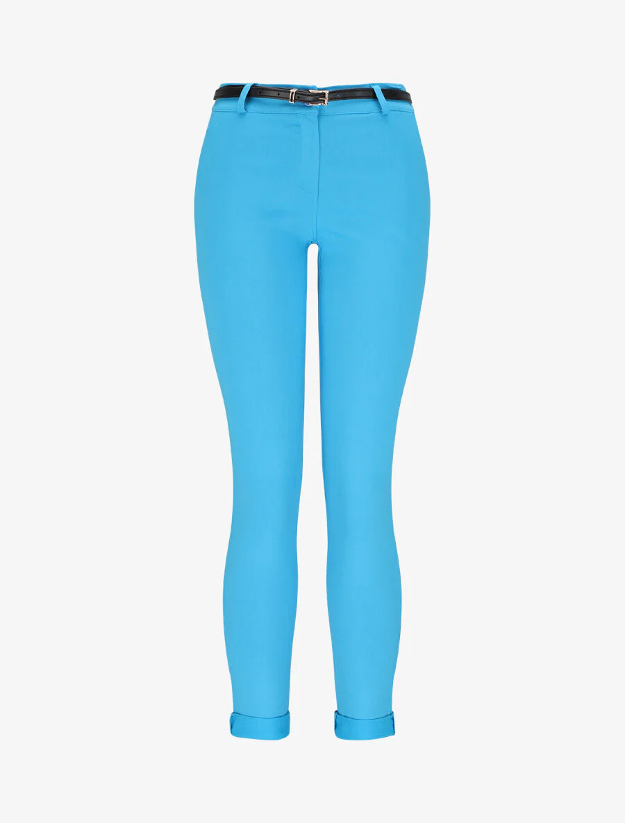 Effen rechte broek - Blauw turquoise