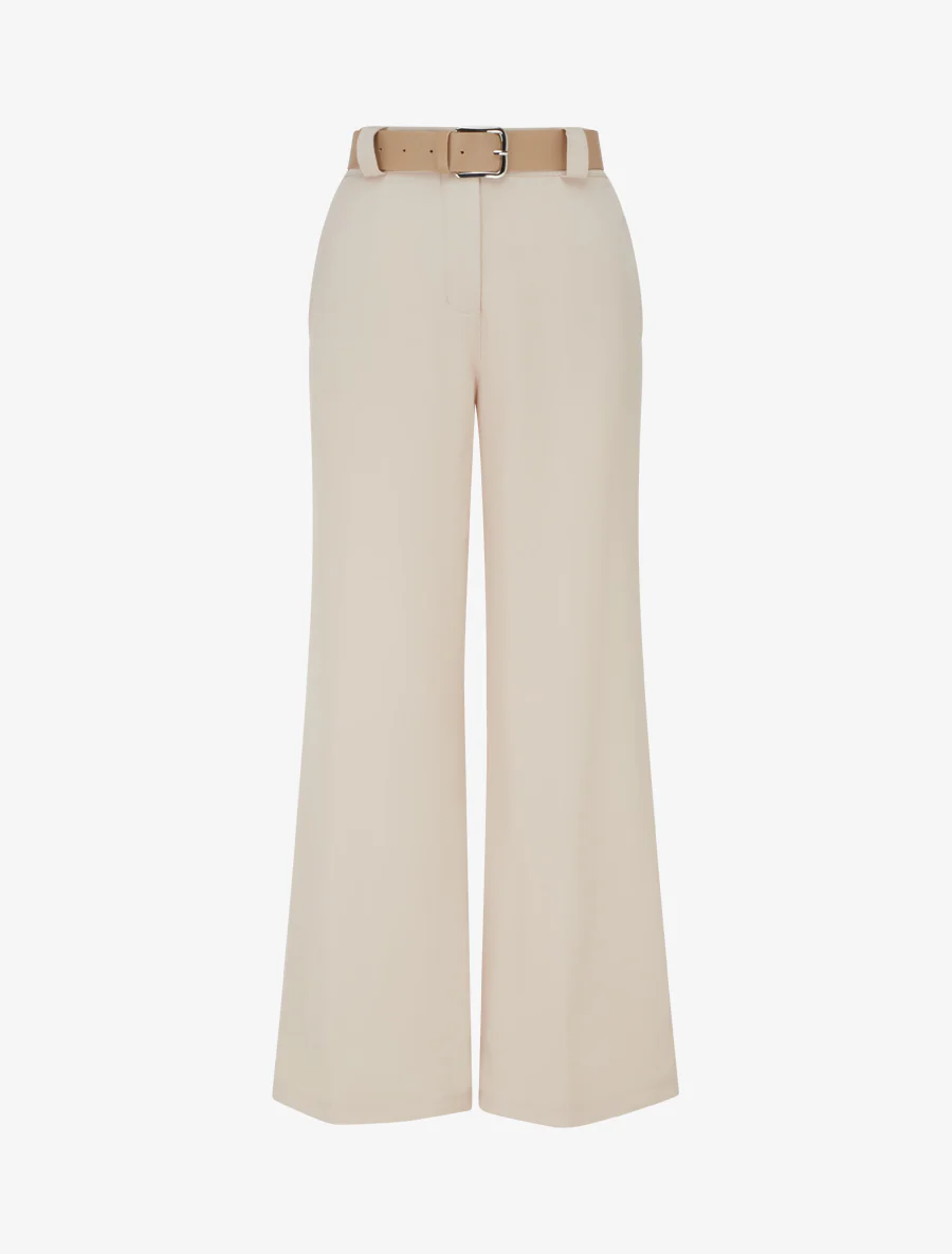 Effen rechte elastische broek - Beige