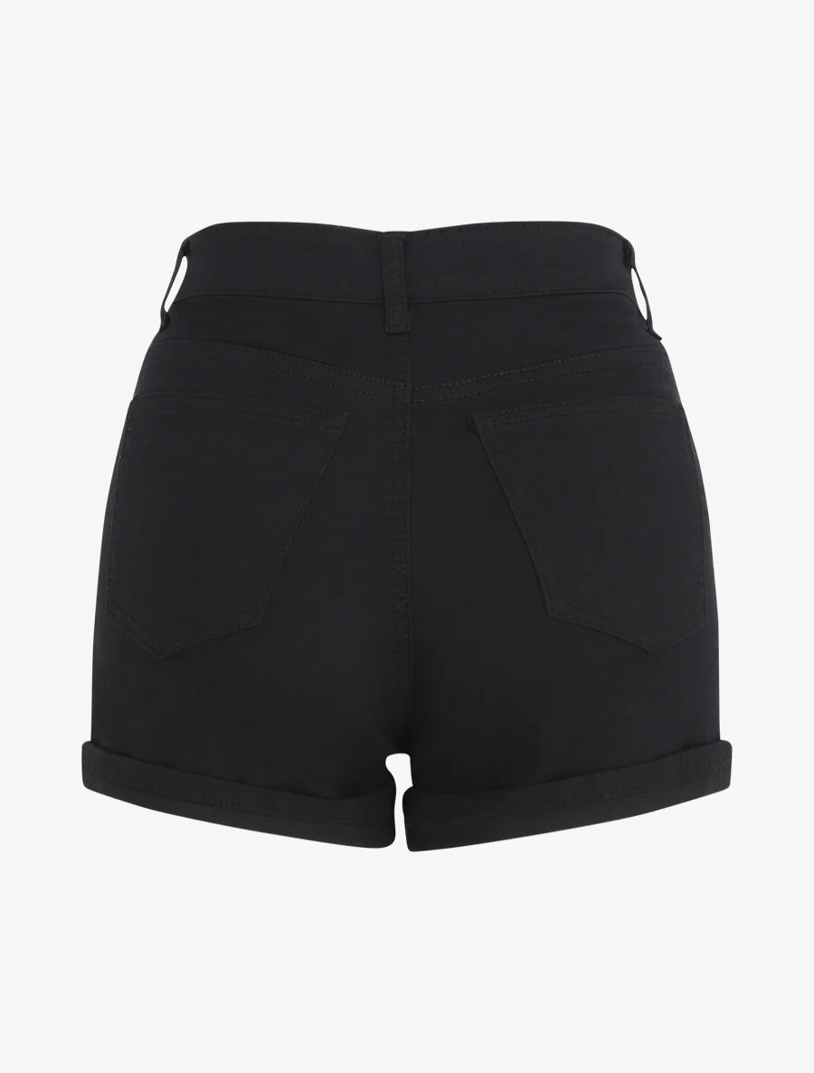 Effen rechte short - Zwart - Image 2
