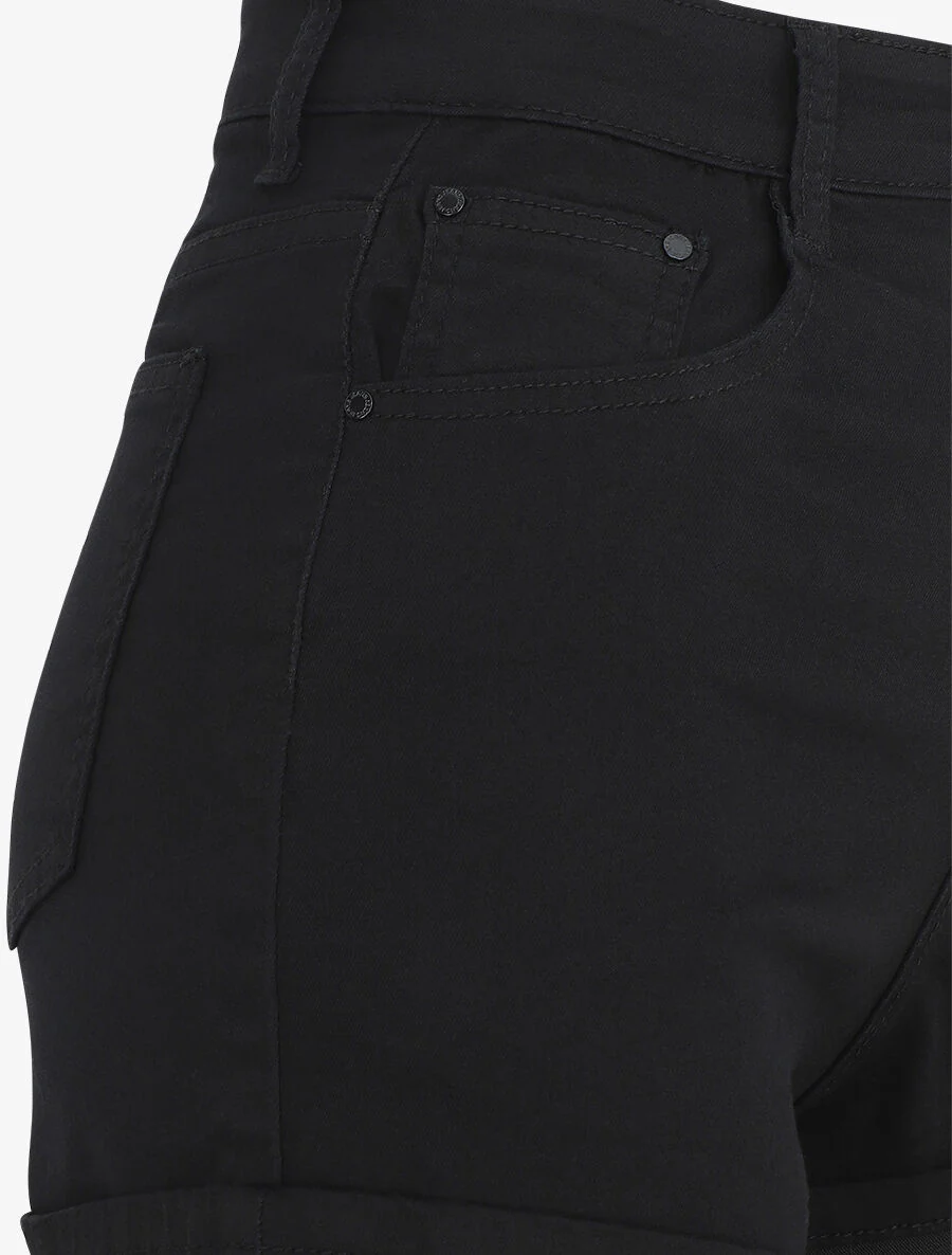 Effen rechte short - Zwart - Image 3