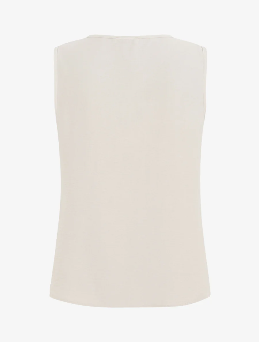 Effen rechter top met ronde hals en juweel - Beige - Image 2