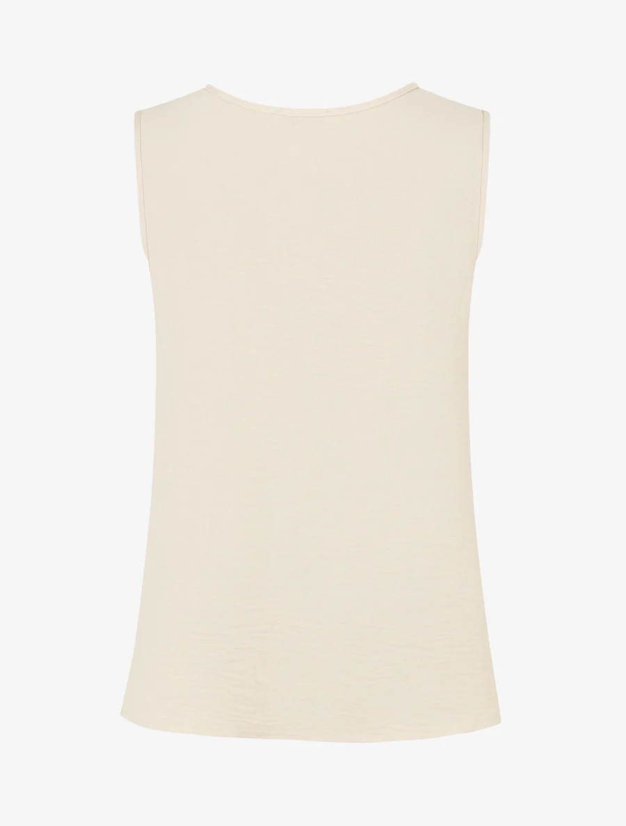Effen rechter top met ronde hals en juweel - Donker beige - Image 2