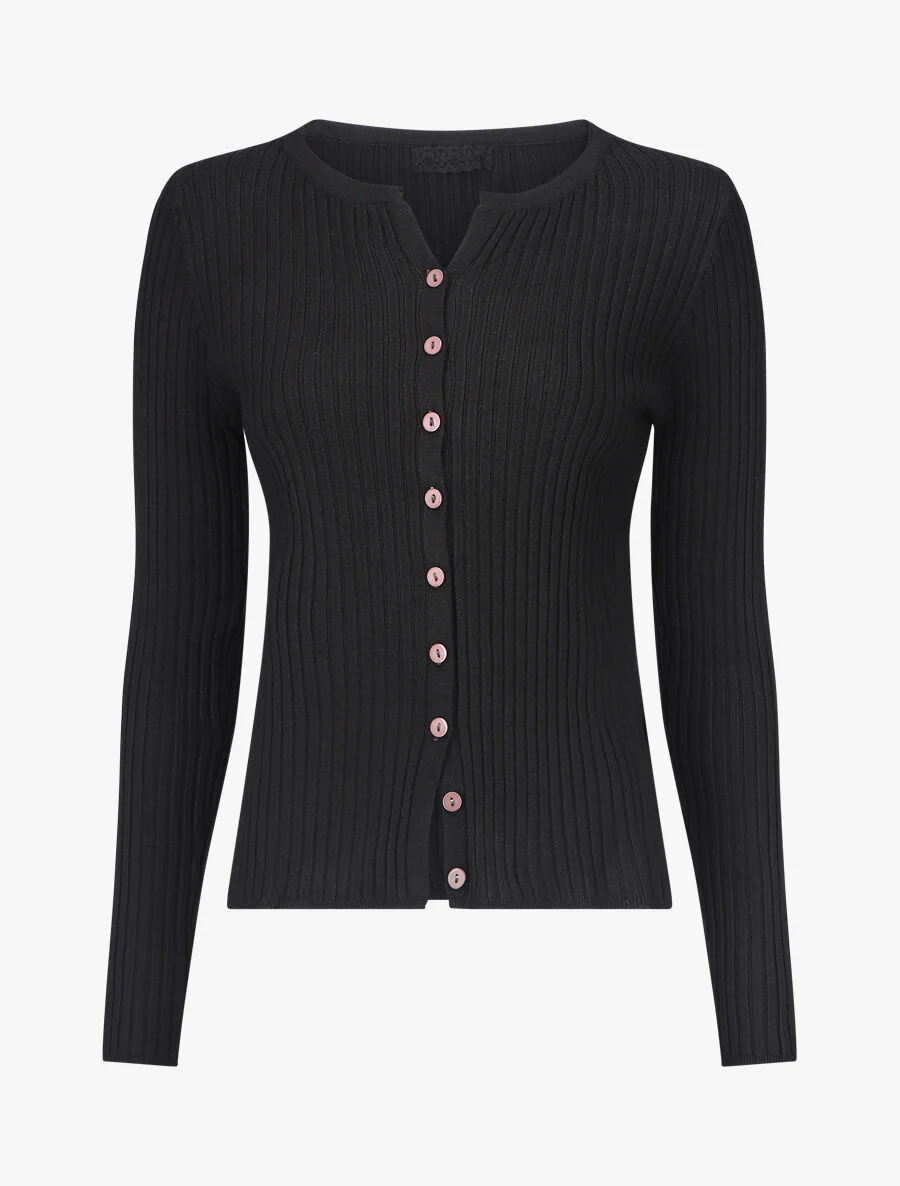 Effen ribvest met slanke pasvorm - Zwart