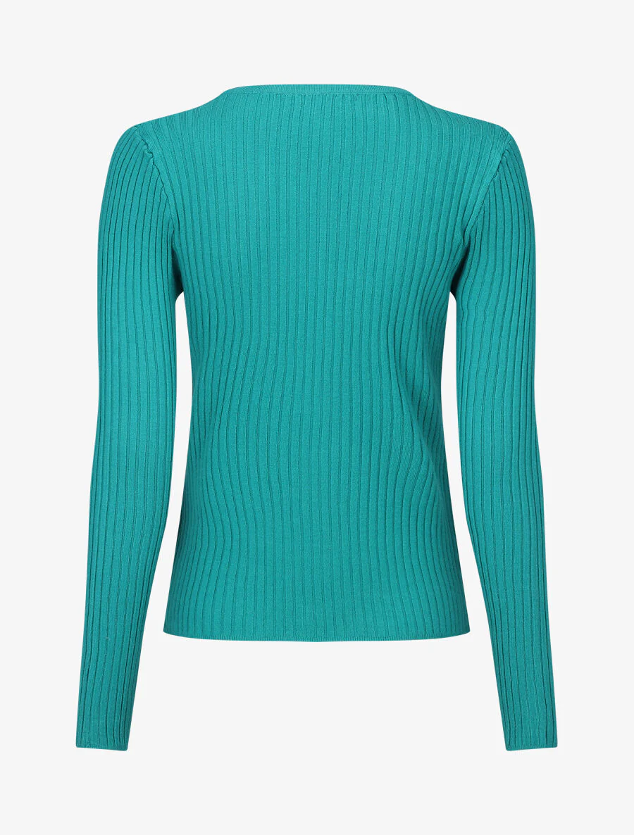 Effen ribvest met slanke pasvorm - Turkoois - Image 2