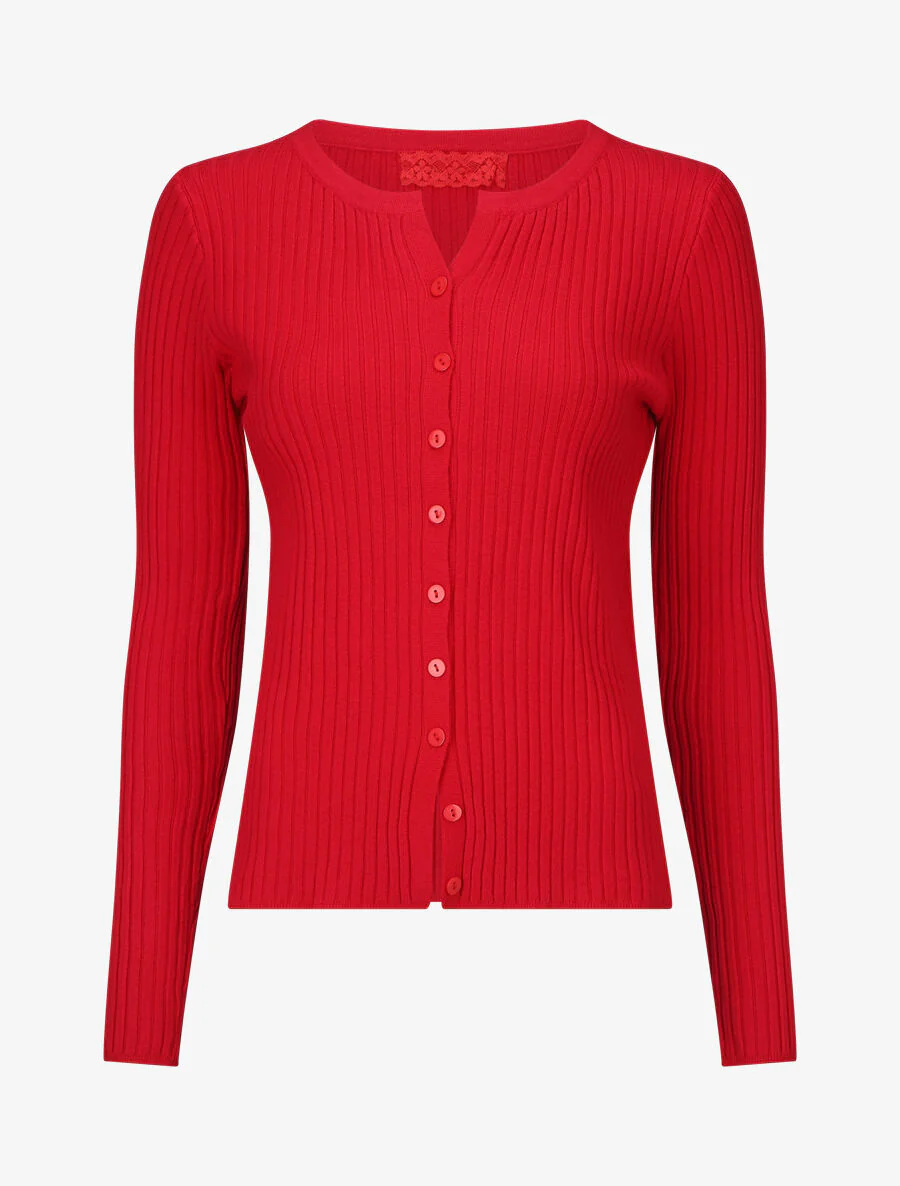 Effen ribvest met slanke pasvorm - rood