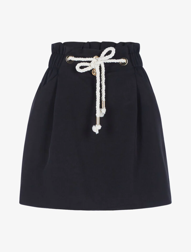 Effen rok met decoratief koord - zwart