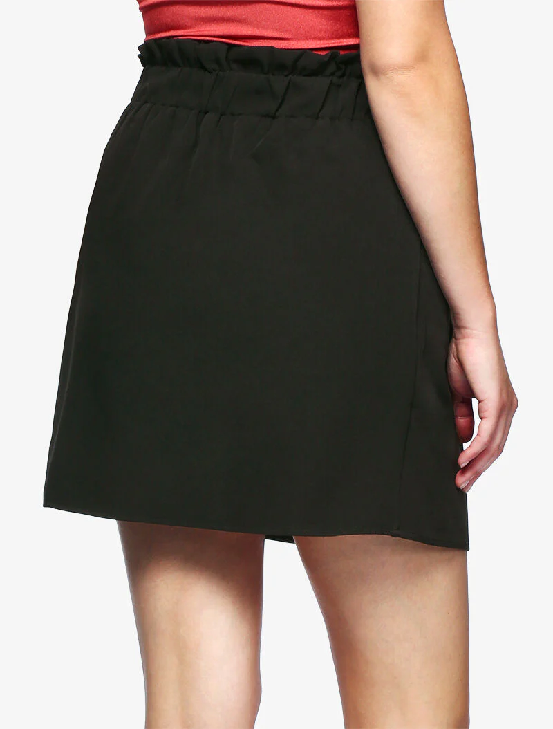 Effen rok met decoratief koord - zwart - Image 4