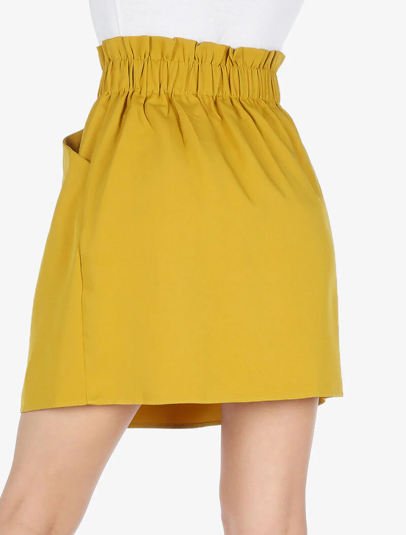 Effen rok met decoratief koord - mosterdgeel - Image 5