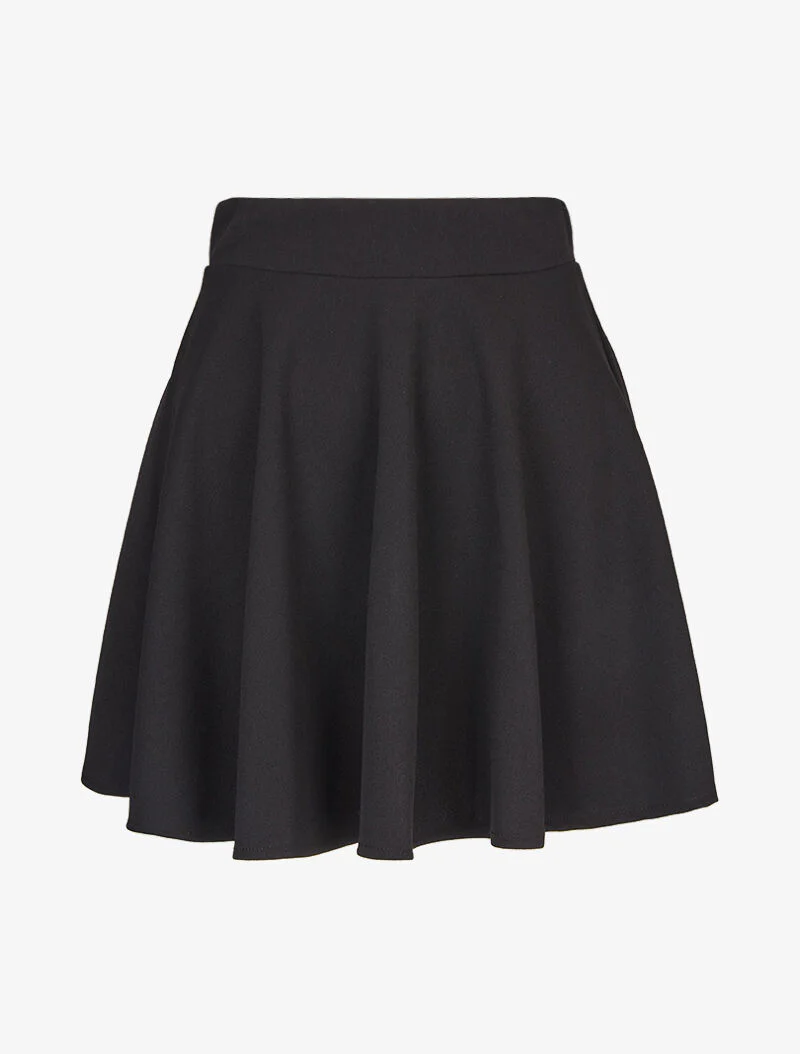 Effen rok met zwierige snit - Zwart