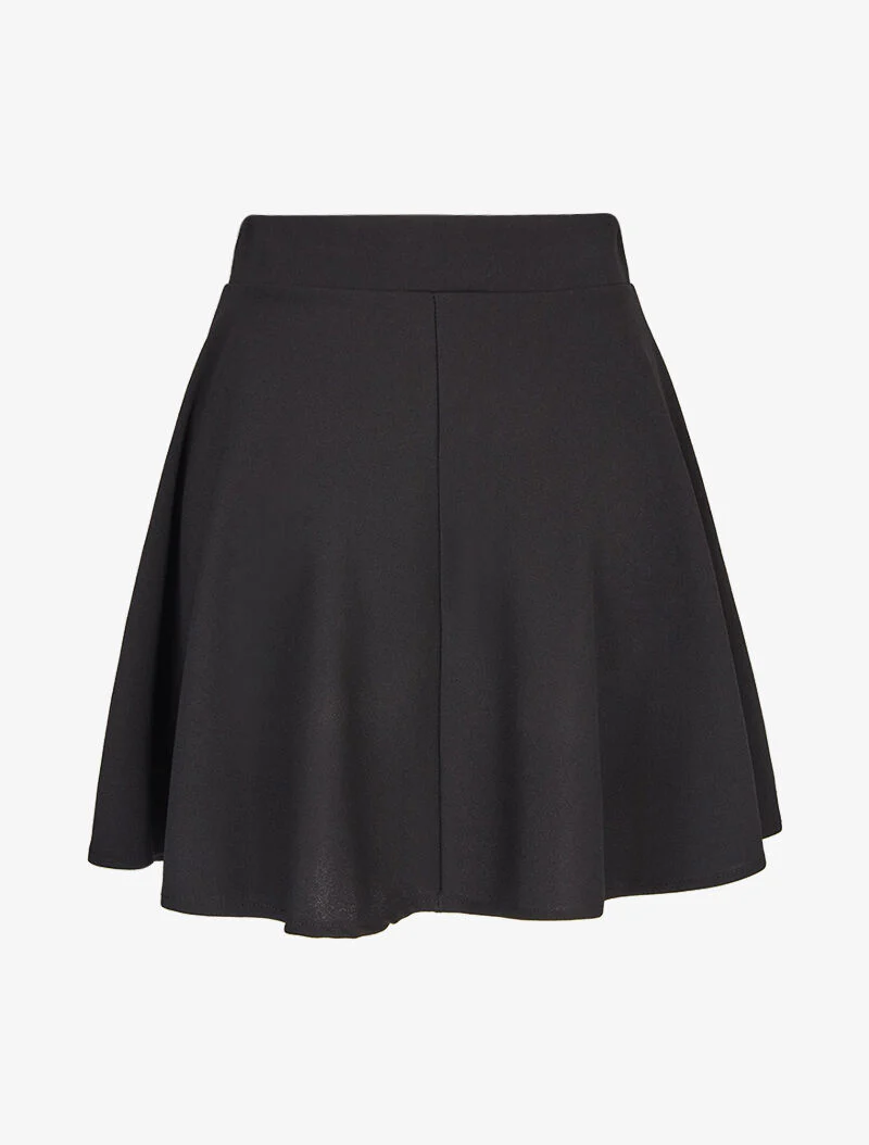Effen rok met zwierige snit - Zwart - Image 2