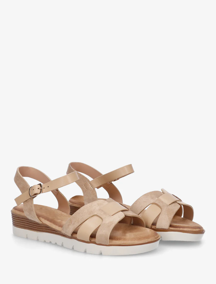 Effen sandalen met twee materialen - Mol - Image 4