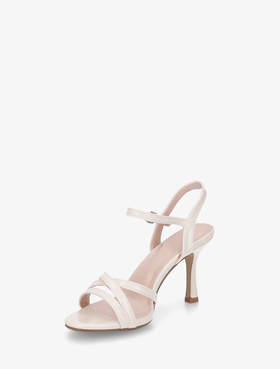 Effen sandalen van imitatieleer met een sleehak. - Beige - Image 3