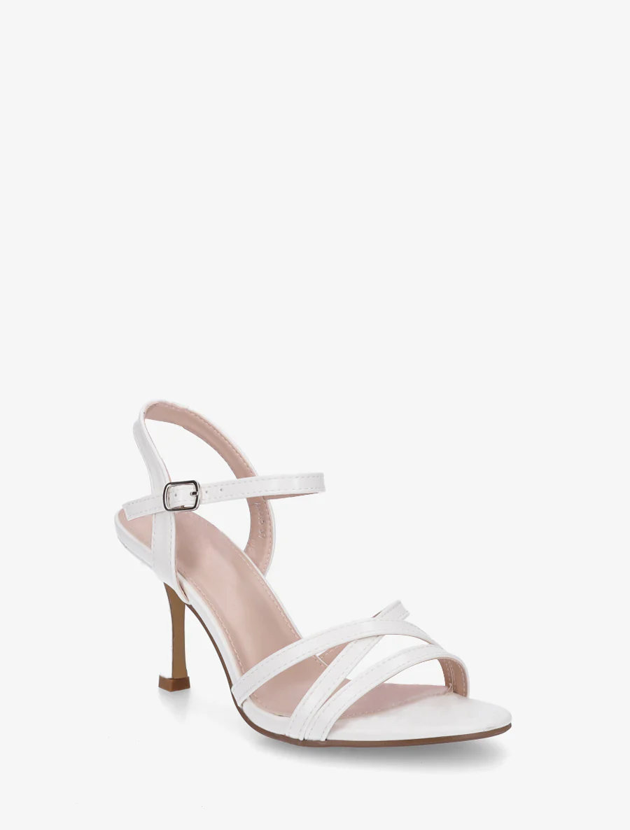 Effen sandalen van imitatieleer met een sleehak. - Wit - Image 2