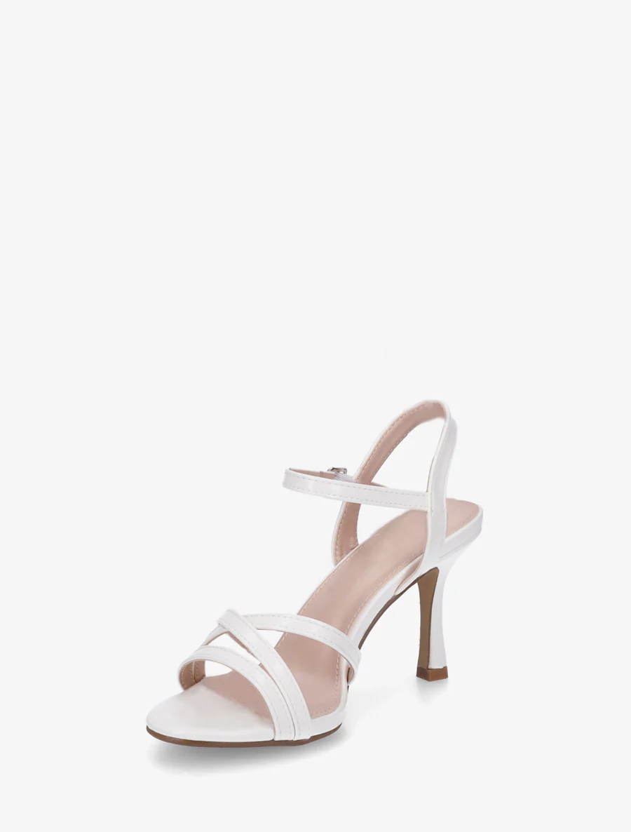 Effen sandalen van imitatieleer met een sleehak. - Wit - Image 3