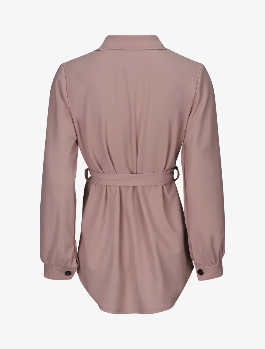 Effen shirt en strikdassen - Oudroze - Image 2