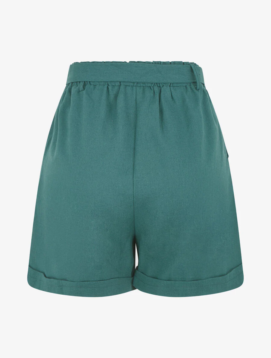 Effen short met omslag - Blauwgroen - Image 2