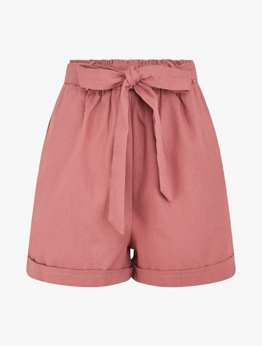 Effen short met omslag - Oud roze