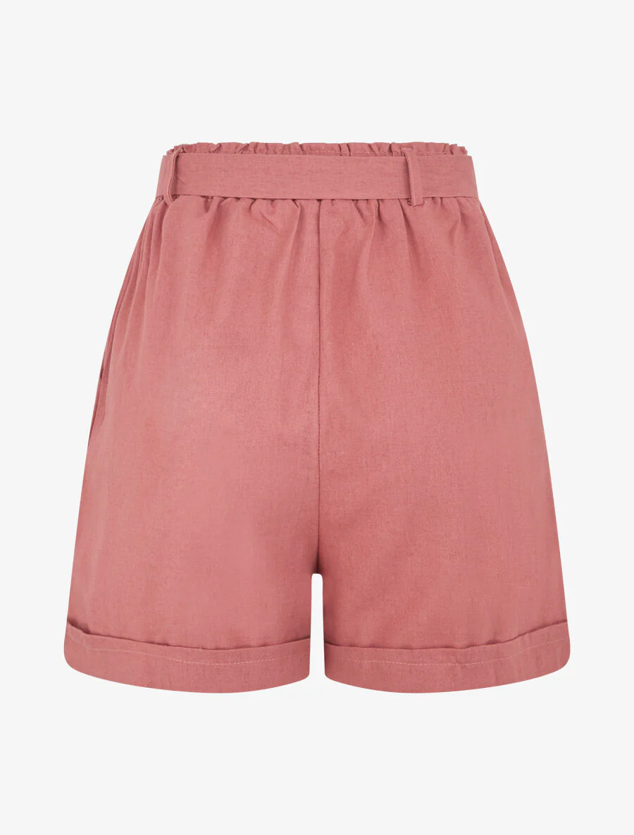 Effen short met omslag - Oud roze - Image 2