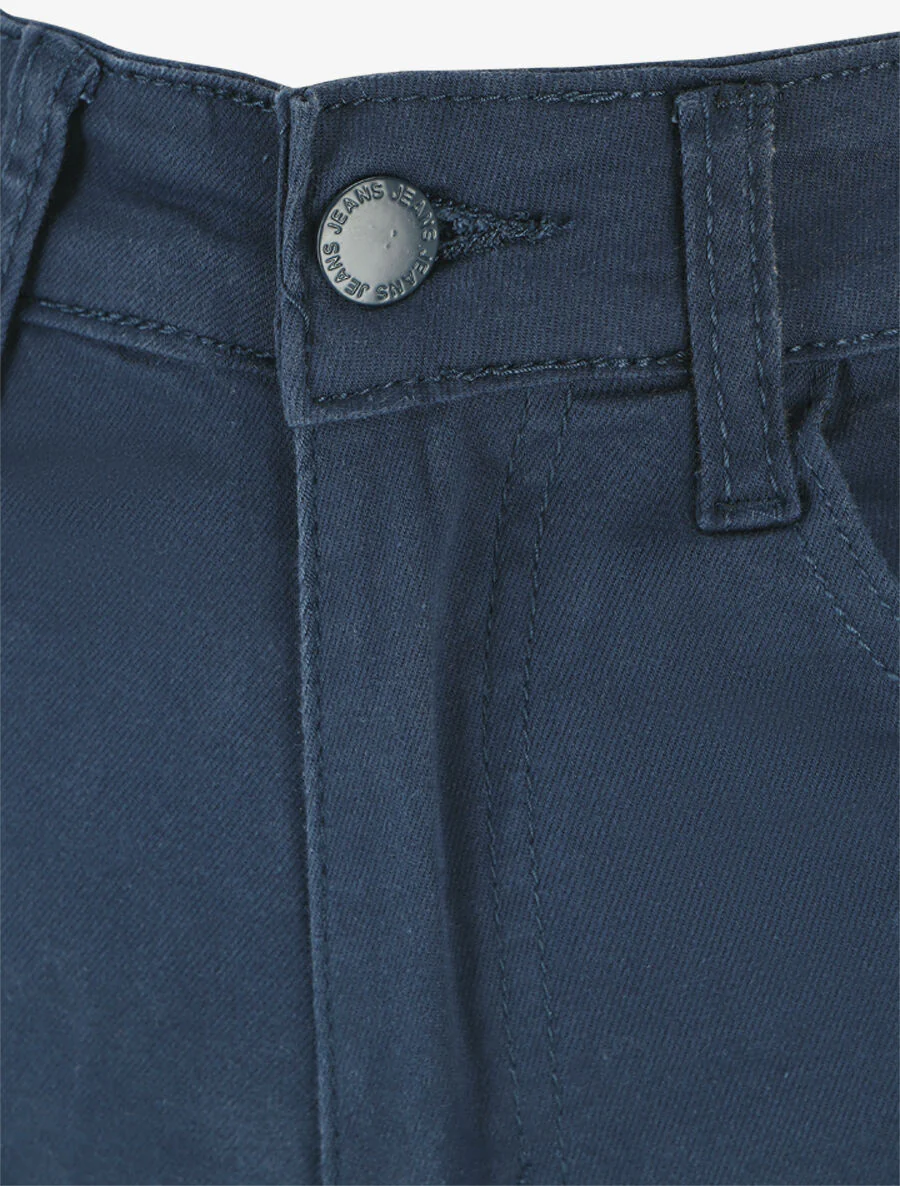 Effen short met rolzomen - Marineblauw - Image 3