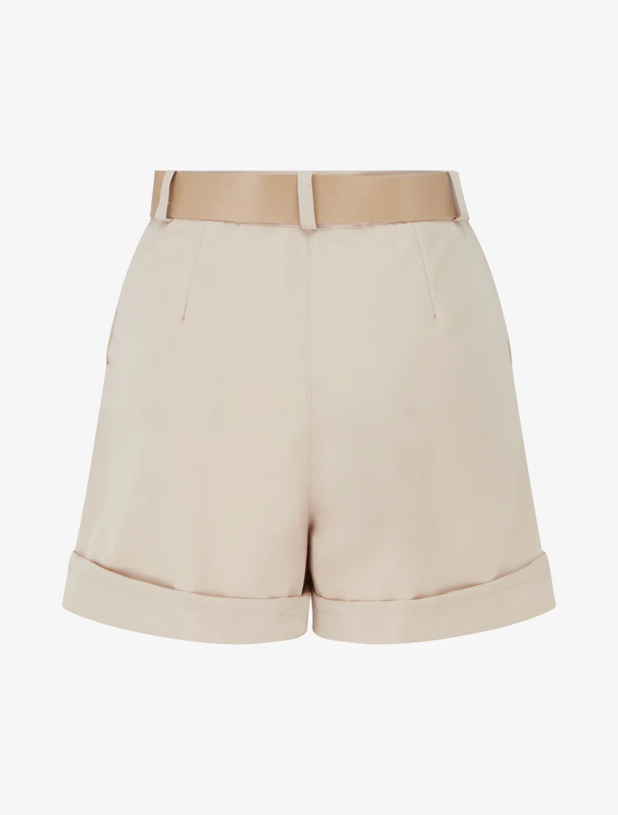 Effen short met zoom en ceintuur - Beige - Image 2