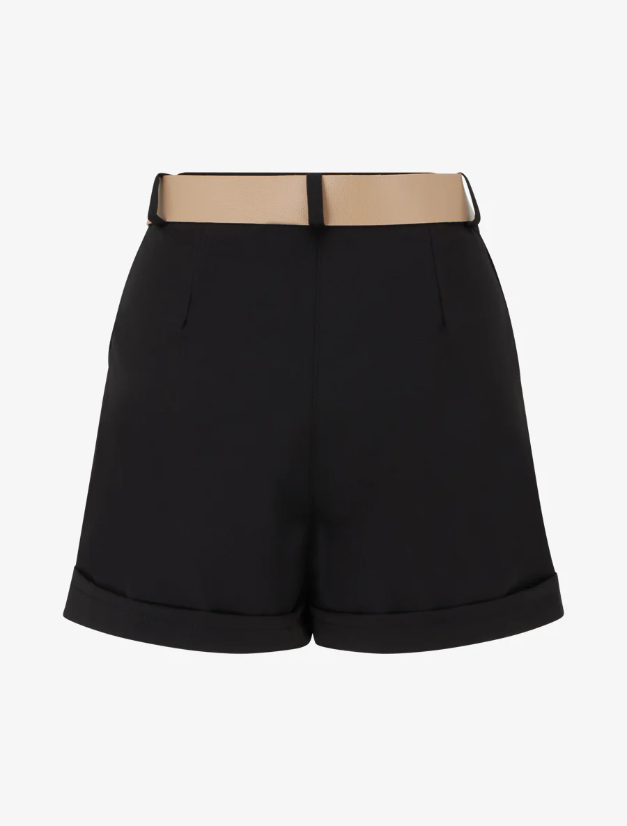 Effen short met zoom en ceintuur - Zwart - Image 2