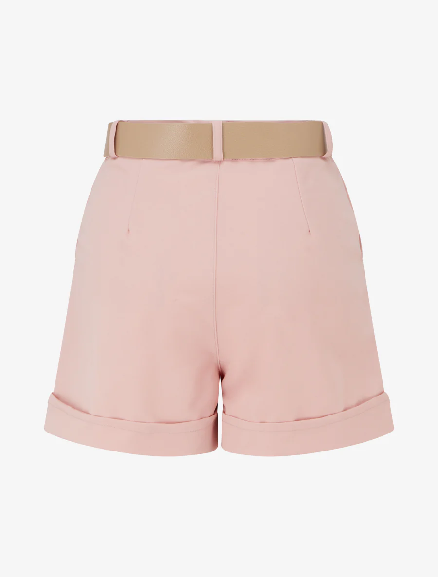 Effen short met zoom en ceintuur - Roos - Image 2