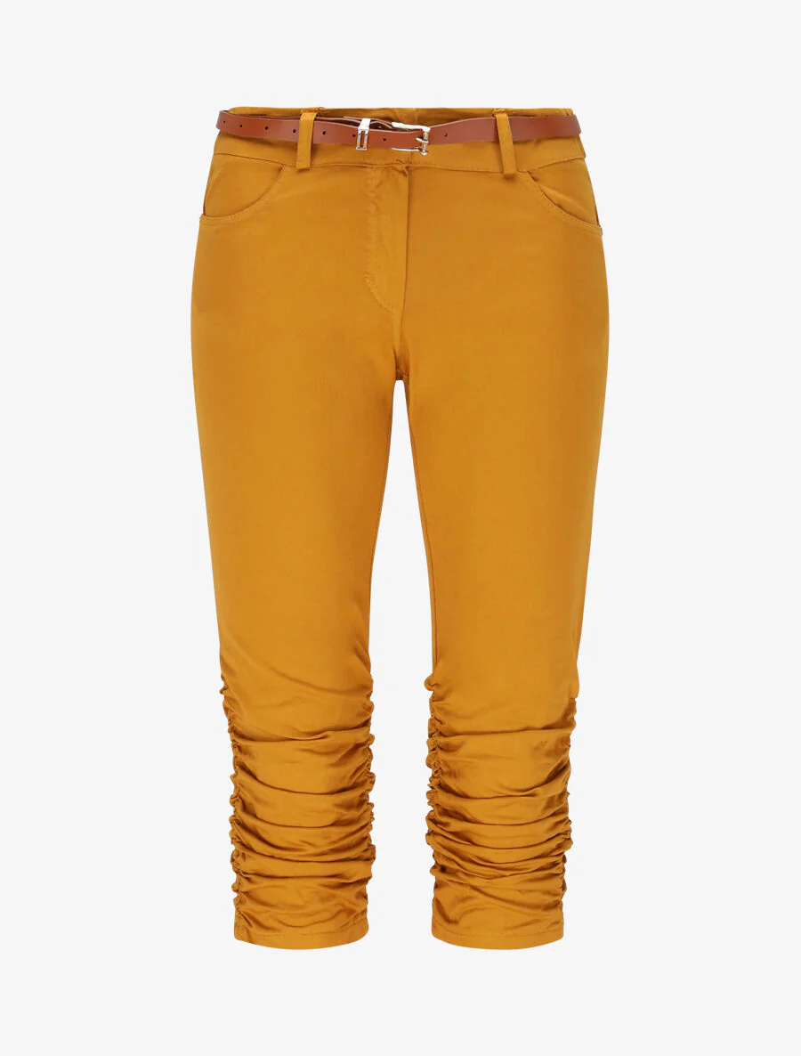 Effen shorts met elastische boorden - Mosterdgeel